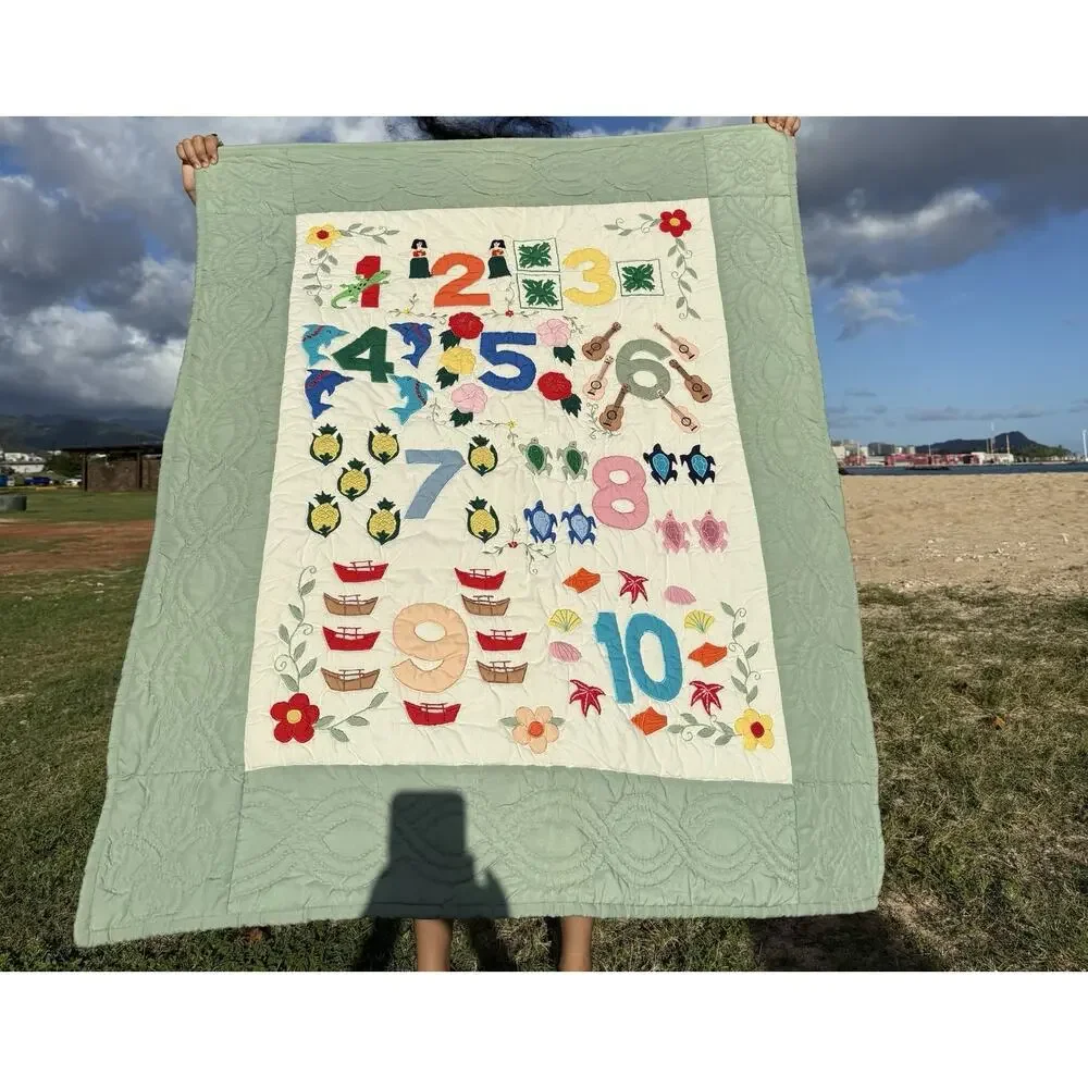 Hawaiian 1 to 10 Counting Baby Hawaiian Quilt Hula Turtles Ukuleles